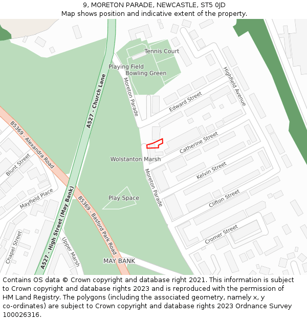 9, MORETON PARADE, NEWCASTLE, ST5 0JD: Location map and indicative extent of plot