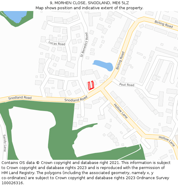9, MORHEN CLOSE, SNODLAND, ME6 5LZ: Location map and indicative extent of plot