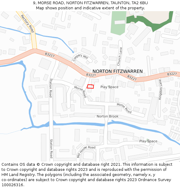 9, MORSE ROAD, NORTON FITZWARREN, TAUNTON, TA2 6BU: Location map and indicative extent of plot