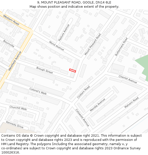 9, MOUNT PLEASANT ROAD, GOOLE, DN14 6LE: Location map and indicative extent of plot
