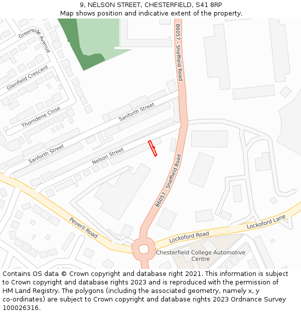 9, NELSON STREET, CHESTERFIELD, S41 8RP: Location map and indicative extent of plot