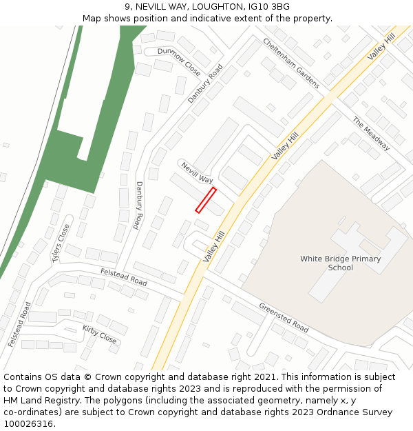 9, NEVILL WAY, LOUGHTON, IG10 3BG: Location map and indicative extent of plot