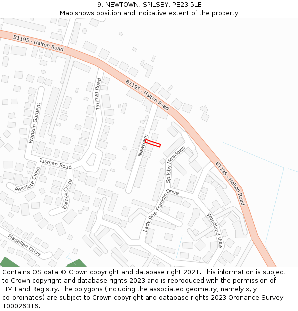 9, NEWTOWN, SPILSBY, PE23 5LE: Location map and indicative extent of plot