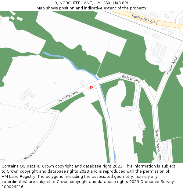 9, NORCLIFFE LANE, HALIFAX, HX3 8PL: Location map and indicative extent of plot
