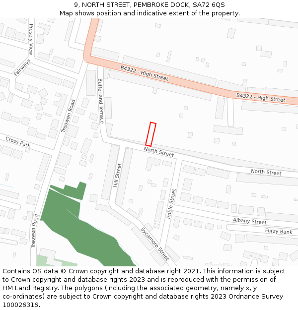 9, NORTH STREET, PEMBROKE DOCK, SA72 6QS: Location map and indicative extent of plot