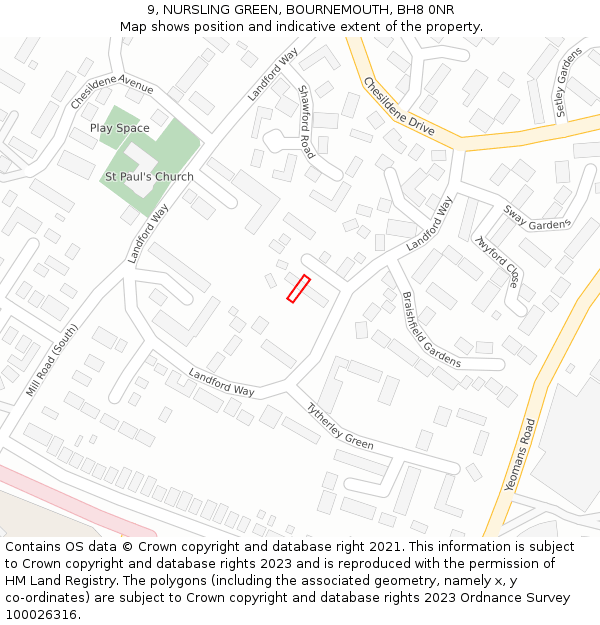 9, NURSLING GREEN, BOURNEMOUTH, BH8 0NR: Location map and indicative extent of plot