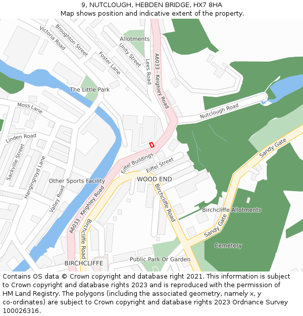 9, NUTCLOUGH, HEBDEN BRIDGE, HX7 8HA: Location map and indicative extent of plot
