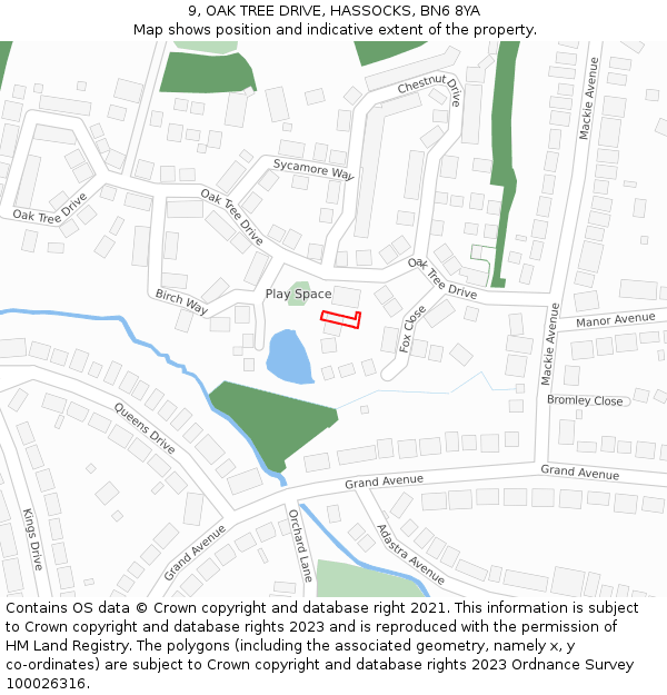 9, OAK TREE DRIVE, HASSOCKS, BN6 8YA: Location map and indicative extent of plot