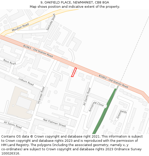 9, OAKFIELD PLACE, NEWMARKET, CB8 8GA: Location map and indicative extent of plot