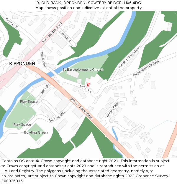 9, OLD BANK, RIPPONDEN, SOWERBY BRIDGE, HX6 4DG: Location map and indicative extent of plot
