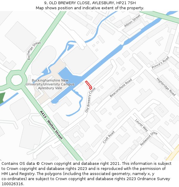 9, OLD BREWERY CLOSE, AYLESBURY, HP21 7SH: Location map and indicative extent of plot