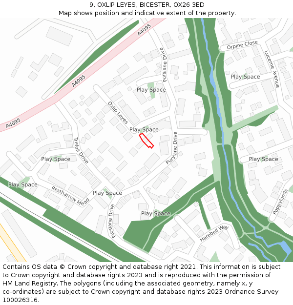 9, OXLIP LEYES, BICESTER, OX26 3ED: Location map and indicative extent of plot