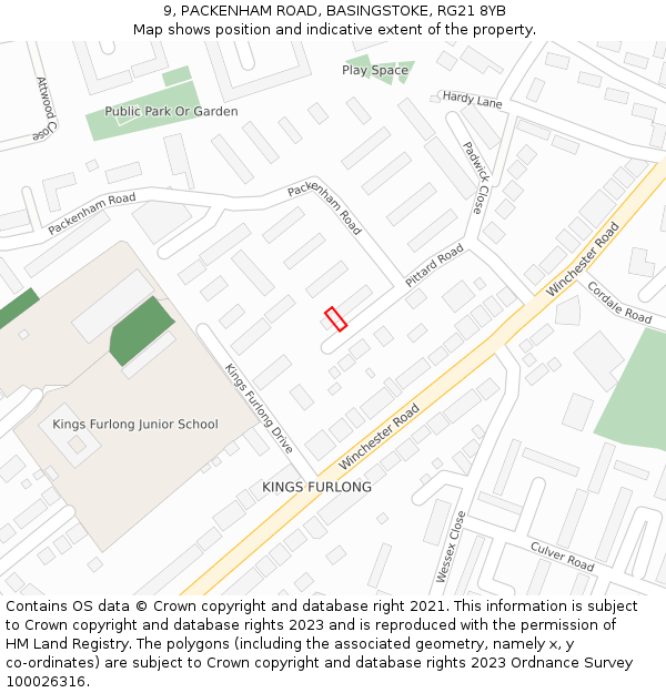 9, PACKENHAM ROAD, BASINGSTOKE, RG21 8YB: Location map and indicative extent of plot
