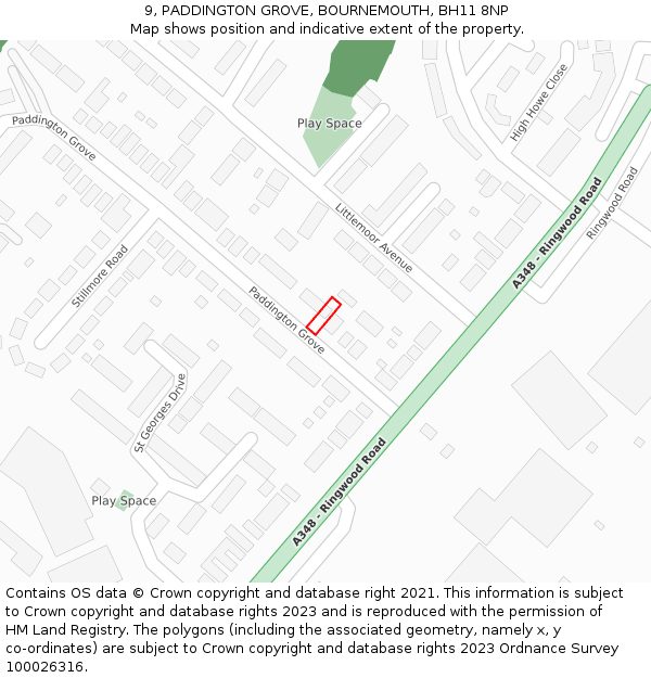 9, PADDINGTON GROVE, BOURNEMOUTH, BH11 8NP: Location map and indicative extent of plot