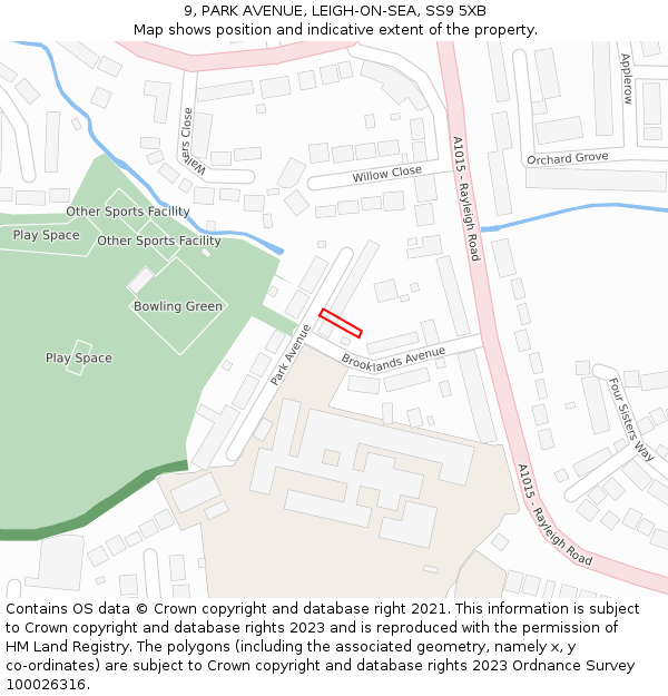 9, PARK AVENUE, LEIGH-ON-SEA, SS9 5XB: Location map and indicative extent of plot