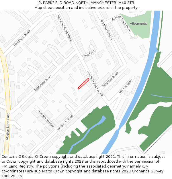 9, PARKFIELD ROAD NORTH, MANCHESTER, M40 3TB: Location map and indicative extent of plot