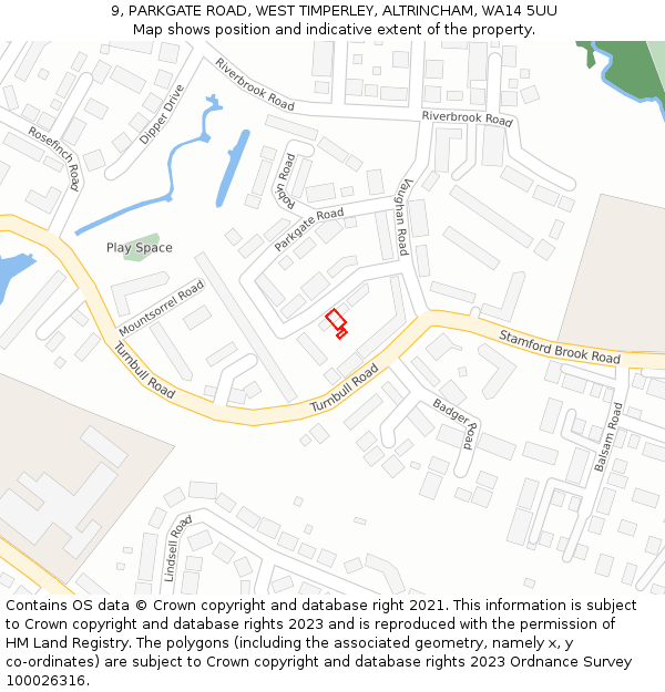 9, PARKGATE ROAD, WEST TIMPERLEY, ALTRINCHAM, WA14 5UU: Location map and indicative extent of plot
