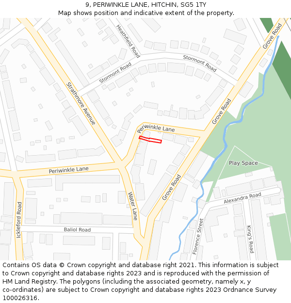 9, PERIWINKLE LANE, HITCHIN, SG5 1TY: Location map and indicative extent of plot