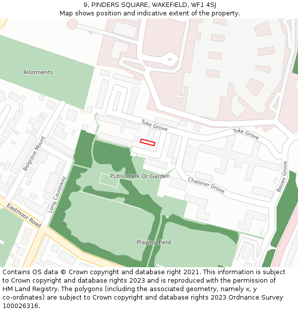 9, PINDERS SQUARE, WAKEFIELD, WF1 4SJ: Location map and indicative extent of plot