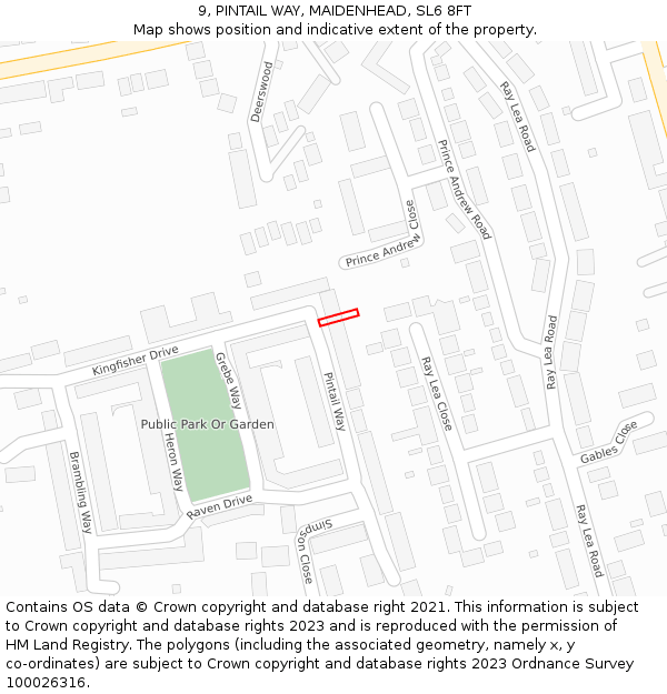 9, PINTAIL WAY, MAIDENHEAD, SL6 8FT: Location map and indicative extent of plot