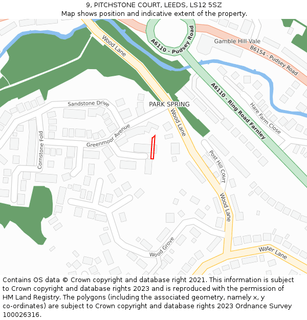 9, PITCHSTONE COURT, LEEDS, LS12 5SZ: Location map and indicative extent of plot
