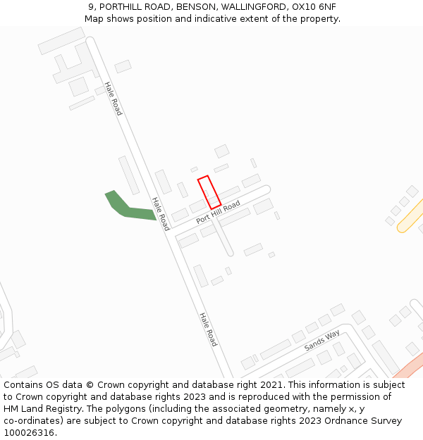 9, PORTHILL ROAD, BENSON, WALLINGFORD, OX10 6NF: Location map and indicative extent of plot