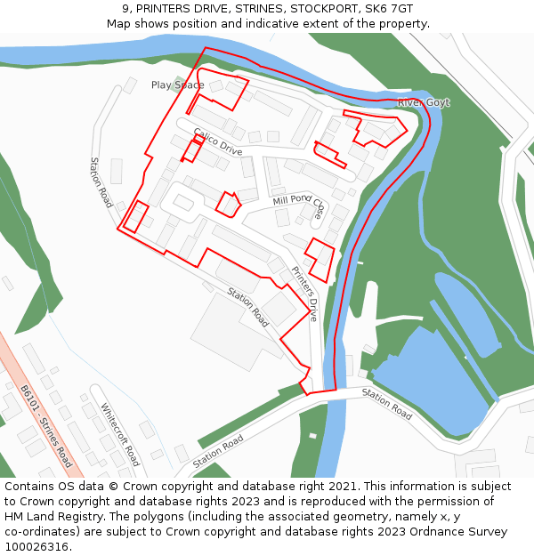 9, PRINTERS DRIVE, STRINES, STOCKPORT, SK6 7GT: Location map and indicative extent of plot