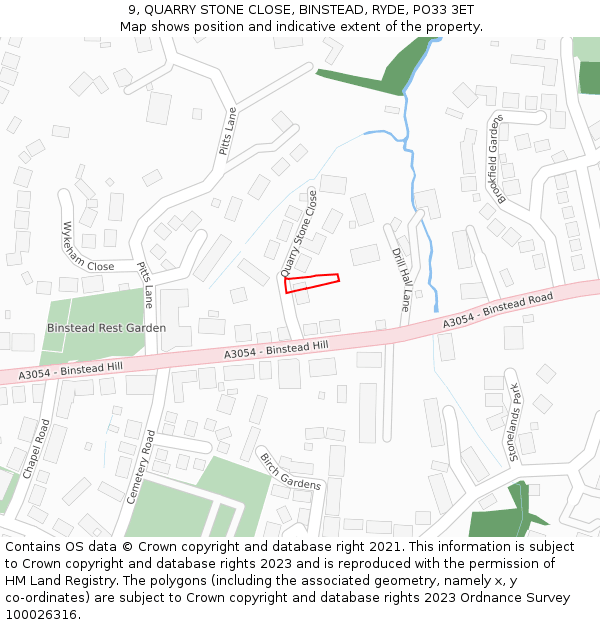 9, QUARRY STONE CLOSE, BINSTEAD, RYDE, PO33 3ET: Location map and indicative extent of plot