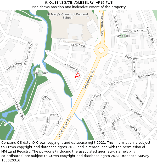 9, QUEENSGATE, AYLESBURY, HP19 7WB: Location map and indicative extent of plot