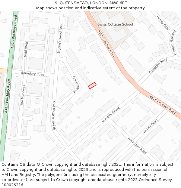 9, QUEENSMEAD, LONDON, NW8 6RE: Location map and indicative extent of plot