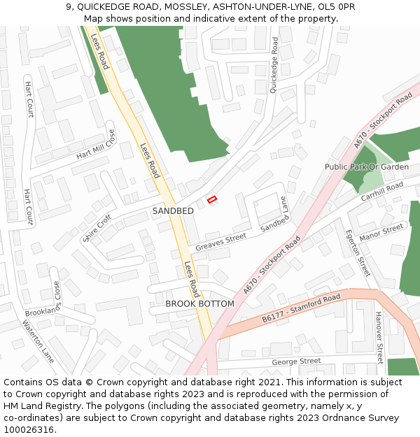 9, QUICKEDGE ROAD, MOSSLEY, ASHTON-UNDER-LYNE, OL5 0PR: Location map and indicative extent of plot