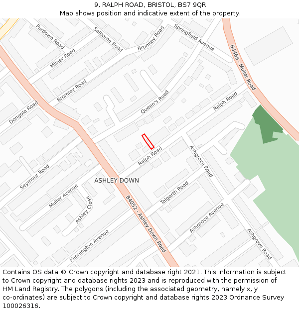 9, RALPH ROAD, BRISTOL, BS7 9QR: Location map and indicative extent of plot