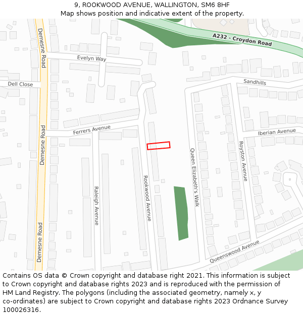 9, ROOKWOOD AVENUE, WALLINGTON, SM6 8HF: Location map and indicative extent of plot