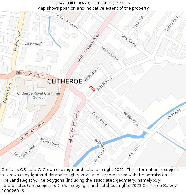 9, SALTHILL ROAD, CLITHEROE, BB7 1NU: Location map and indicative extent of plot