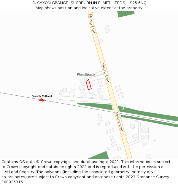 9, SAXON GRANGE, SHERBURN IN ELMET, LEEDS, LS25 6NQ: Location map and indicative extent of plot
