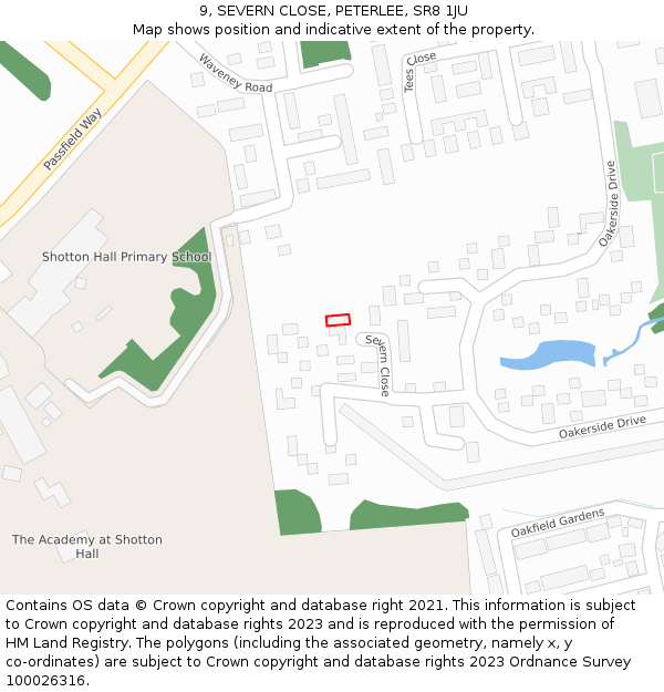 9, SEVERN CLOSE, PETERLEE, SR8 1JU: Location map and indicative extent of plot