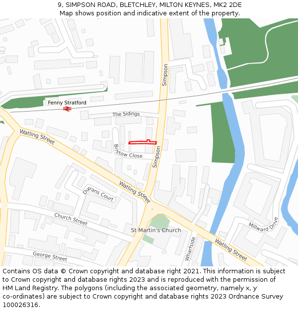 9, SIMPSON ROAD, BLETCHLEY, MILTON KEYNES, MK2 2DE: Location map and indicative extent of plot