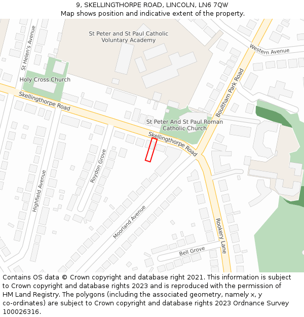 9, SKELLINGTHORPE ROAD, LINCOLN, LN6 7QW: Location map and indicative extent of plot