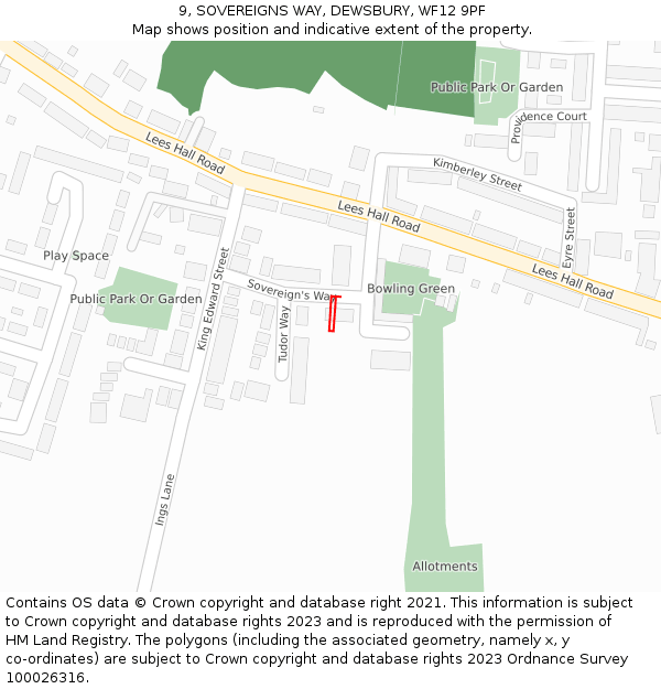 9, SOVEREIGNS WAY, DEWSBURY, WF12 9PF: Location map and indicative extent of plot