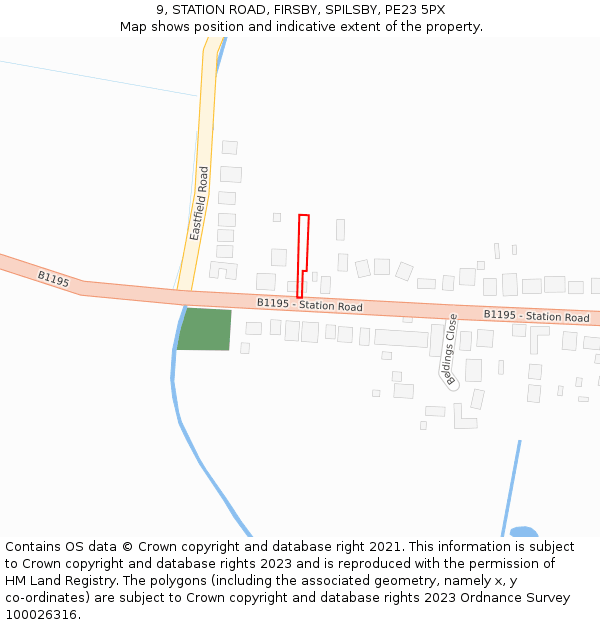 9, STATION ROAD, FIRSBY, SPILSBY, PE23 5PX: Location map and indicative extent of plot