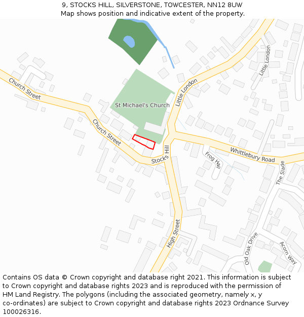 9, STOCKS HILL, SILVERSTONE, TOWCESTER, NN12 8UW: Location map and indicative extent of plot