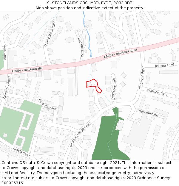 9, STONELANDS ORCHARD, RYDE, PO33 3BB: Location map and indicative extent of plot