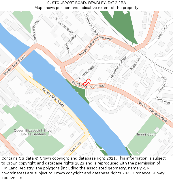 9, STOURPORT ROAD, BEWDLEY, DY12 1BA: Location map and indicative extent of plot