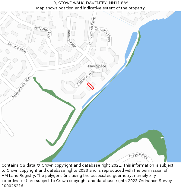 9, STOWE WALK, DAVENTRY, NN11 8AY: Location map and indicative extent of plot