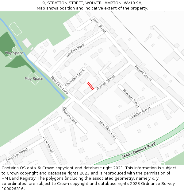 9, STRATTON STREET, WOLVERHAMPTON, WV10 9AJ: Location map and indicative extent of plot