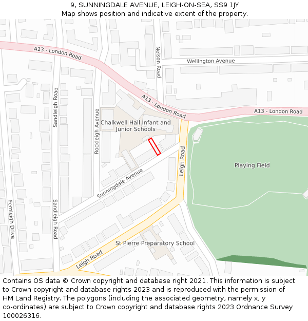 9, SUNNINGDALE AVENUE, LEIGH-ON-SEA, SS9 1JY: Location map and indicative extent of plot