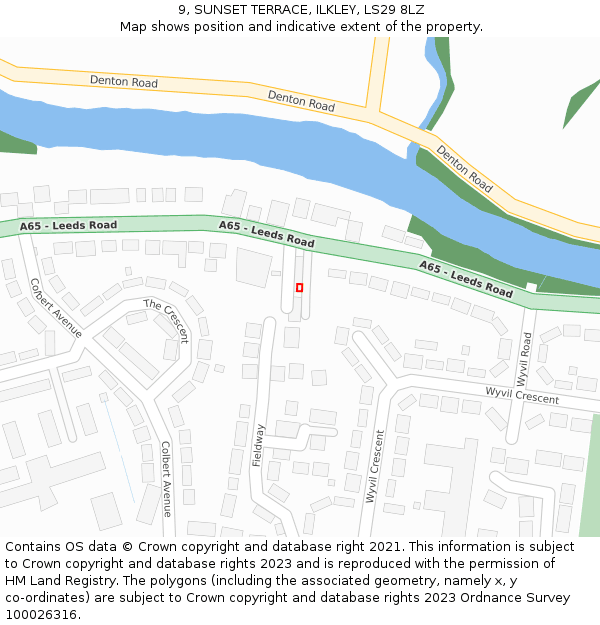 9, SUNSET TERRACE, ILKLEY, LS29 8LZ: Location map and indicative extent of plot