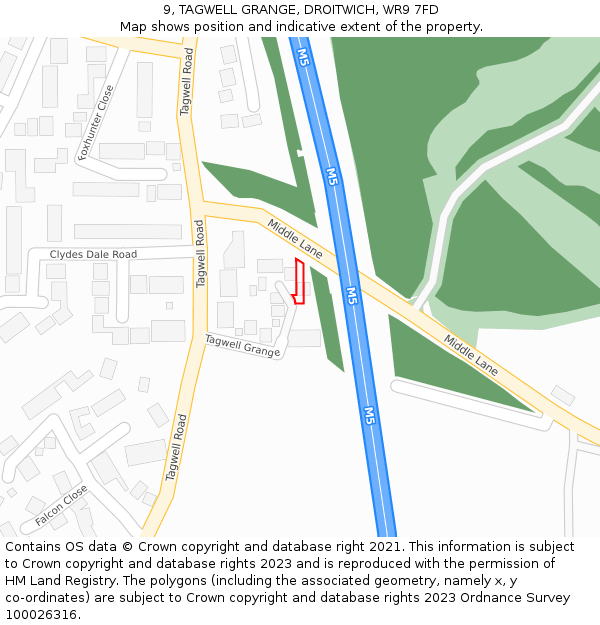 9, TAGWELL GRANGE, DROITWICH, WR9 7FD: Location map and indicative extent of plot