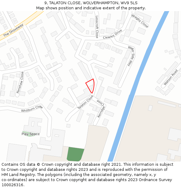 9, TALATON CLOSE, WOLVERHAMPTON, WV9 5LS: Location map and indicative extent of plot
