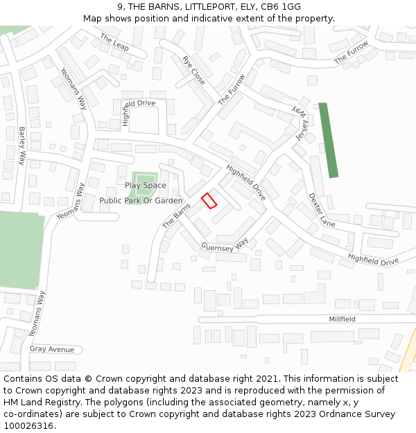 9, THE BARNS, LITTLEPORT, ELY, CB6 1GG: Location map and indicative extent of plot